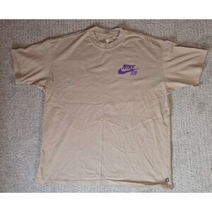 Nike SB Logo Khaki & Purple T-Shirt Size Large
